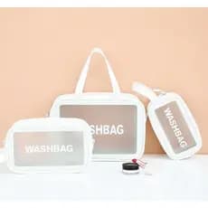Kit 3 Bolsas Necessaires Washbag Transparente À Prova d’água ele
