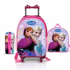 Kit Mochila da Frozen com Lancheira e Estojo - Rodinhas - Infantil - Menina - feminino