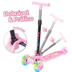 Patinete Infantil 3 Rodas De Led Dobrável Scooter Crianças FAST