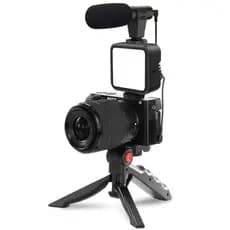 KIT 2 Tripé Estabilizador de Mão kit vlog 5 em 1 gimbal Microfone Celular Gravação De Vídeo  fast