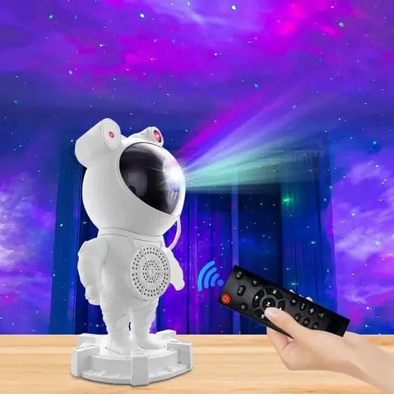 Astronauta Luminária e Projetor De Estrelas e Lua  Com Caixa de Som Bluetooth FAST