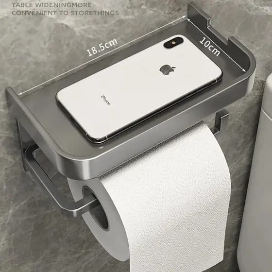 Suporte Papel Higiênico Premium Apoio Para Celular de Banheiro Fixo na Parede Sem Furos FAST