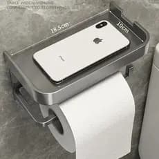 Suporte Papel Higiênico Premium Apoio Para Celular de Banheiro Fixo na Parede Sem Furos FAST