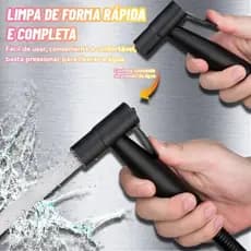 Kit Ducha Higiênica Com Registro Torneira Dupla em Aço Inox 304 Aço Escovado Banheiro Lavabo-PRETO 401 FAST