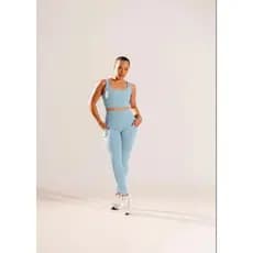 Conjunto Fitness Aura Top Cropped + Legging com Bolso Cintura Alta Feminino