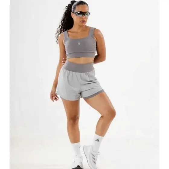 Short Duplo Face Feminino Fitness em Poliamida – Cós Alto e Secagem Rápida