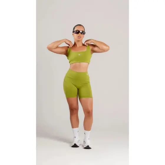 Conjunto Fitness Top Cropped + Short Biker Cintura Alta Feminino