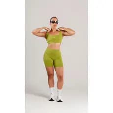 Conjunto Fitness Top Cropped + Short Biker Cintura Alta Feminino