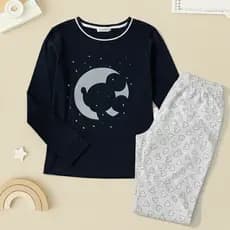 Pijama De Inverno M.K Fofo Malha Premium Longo Manga Comprida e Calça Feminino Adulto Estampa