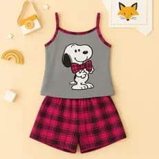 Baby Doll Snoopy Malha Premium Pijama Feminino Adulto Short e Alça Fina Verao Confortavel