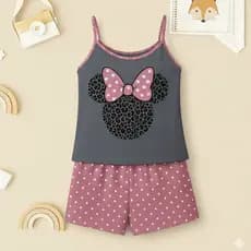Baby Doll Minnie Malha Premium Pijama Feminino Adulto Short e Alça Fina Verao Confortavel