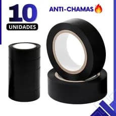 Kit 10 Fita Isolante Anti Chamas 5 Metros Para Instalação Elétrica Durável e Segura