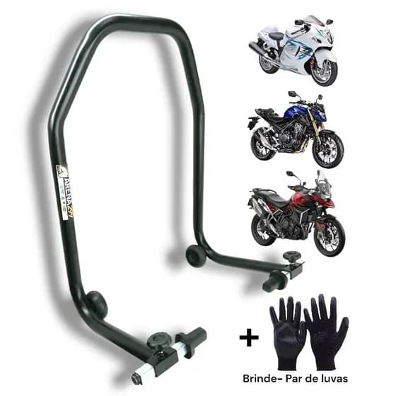 Cavalete Traseiro Moto Universal Para Manutenção + Brinde Luvas Multitato PU