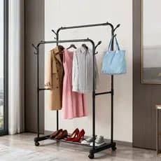 Arara Cabideiro Dupla De Roupas Organizador Cabideiro Portátil Moderno