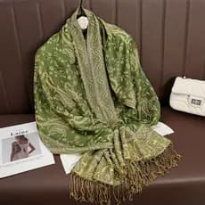 Xale de Cashmere Luxuoso para o Outono, Cachecol Quente Feminino, Cachecol de Inverno com Design Estampado, Cachecol de