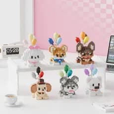 Modelo De Boneca De Gato E Cachorro Global Fofo Série De Animais De Estimação Ornamento Quebra-Cabeça Blocos De Construç