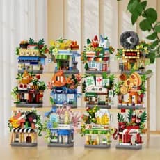 Micro blocos de construção de partículas 24 Mini comercial rua café pote quente Sushi restaurante montado ornamentos fig