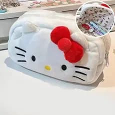 Bolsa de Maquiagem de Pelúcia Sanrio Hello Kitty Cinnamoroll Bolsa de Armazenamento Adequada para Meninas