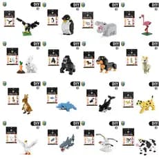 Micro bloco de construção pequeno animal primeira edição 50 montado modelo animal bloco de construção decoração DIY brin