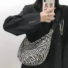 Bolsa Transversal com Padrão Zebra/Grande Capacidade para Mulheres/Estudantes
