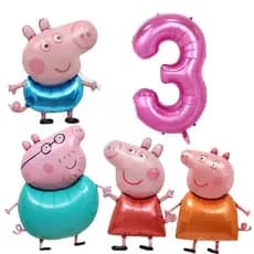 Os Balões Digitais De Folha De Alumínio Peppa Pig Representam A Idade , Decoração De Festa Infantil