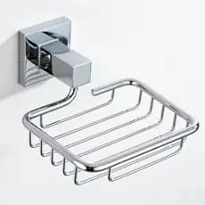 Saboneteira Parede Banheiro Cromada Quadrada Aço Inox Design Elegante