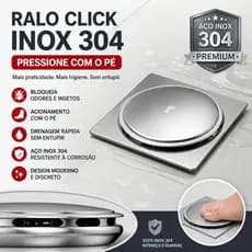 Ralo Inteligente 9.4x9.4/15x15Cm Click Inox Banheiro Lavabo Veda Cheiro
