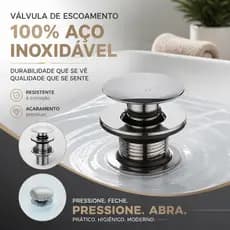 Válvula Click Ralo Cuba Pia Lavatório Cromada Inox 7/8