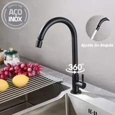 Torneira Gourmet Rotativa 360° Aço Inoxidável Bica Alta Anti Respingos