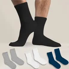 Kit Até 12 Pares Meia Alta Masculina Cano Médio Respirável Em Cores Sortidas