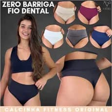 Kit até 10 calcinha fitness fio dental compressão segura barriga cos duplo cintura alta modeladora