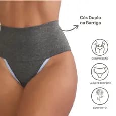 Kit 3 Calcinha Power Fitness Cintura Alta Compressão para Barriga