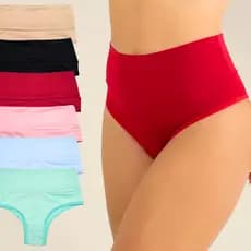 Kit Até 10 Calcinha Feminina Cintura Alta Forro Algodão Cores Sortidas Microfibra Premium