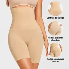 Cinta Modeladora Premium  Short Alta Compressão com 4 Barbatanas Tecnologia Não Enrola