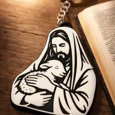 Chaveiro Jesus Bom Pastor com Ovelha Cristão Religioso Lembrancinha Igreja Kit de Chaveiros