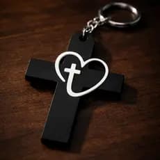 Kit Chaveiros Cruz Cristã com Coração Lembrancinha Religiosa Igreja Chaveiro Jesus