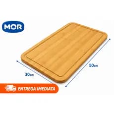 Tábua de Corte Churrasco Bambu 50x30 cm Grande Para Carnes e Legumes Mor