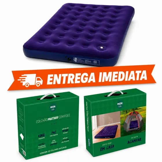 Colchão Inflável Casal Mor - Compacto e Confortável com Inflador Acoplado