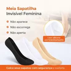 Meia Sapatilha Invisível Feminina Antiderrapante Confortável 34/39