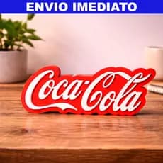 Placa Decorativa Coca-Cola Vermelha e Branca para Mesa e Escritório – Item Colecionável