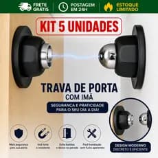Kit 5 Prendedor Trava Magnética Premium para Porta com Imã Super Forte inox Envio imediato