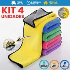 Kit 4x Toalha Microfibra Dupla Face 600GSM 30x30 | Alta Durabilidade | Não Risca Postagem 24h