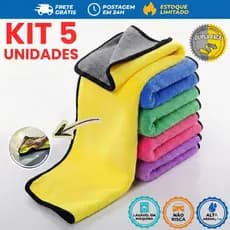 Kit 5x Pano Microfibra Dupla Face 30x30 600GSM | Ultra Macia | Não Risca Pronta Entrega