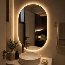 Espelho De Vidro Oval 80x50 Escolha Com Ou Sem Led Para Banheiro Penteadeira Envio No Mesmo Dia