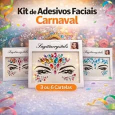 Kit de Adesivos Faciais para Carnaval – Maquiagem Artística, Glitter e Festa (3 ou 6 Cartelas)