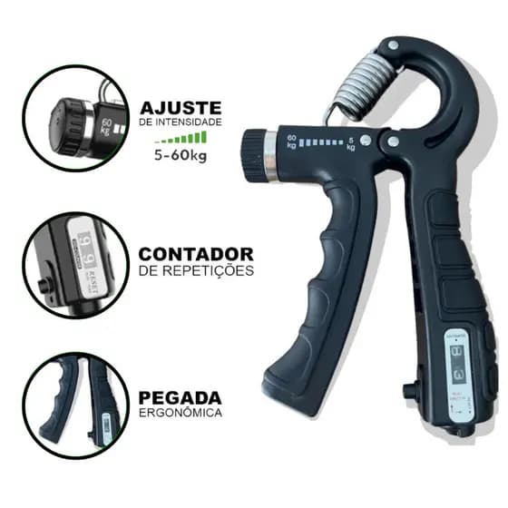 Hand Grip Ajustável 5-60KG com Contador – Fortalecedor de Mão e Antebraço para Treino Indoor