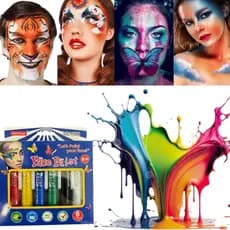 Kit Pintura Facial 6 Cores Copa do Mundo Futebol Festa Torcida Carnaval Rosto Corpo Party