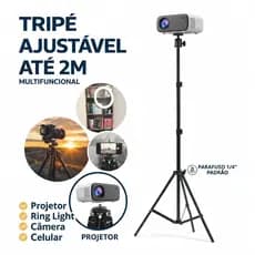 Tripé Ajustável 2m para Iluminação Estúdio Ring Light Câmera Celular Projetor