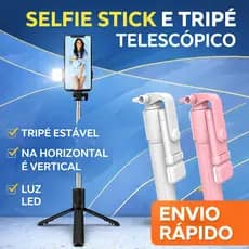 Tripé Selfie Profissional com Luz LED e Bluetooth – Suporte Celular Ajustável para Vídeos, Lives e Fotos