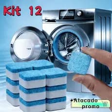 Kit 12 Limpador de máquina de lavar, comprimido efervescente sólido para remover manchas